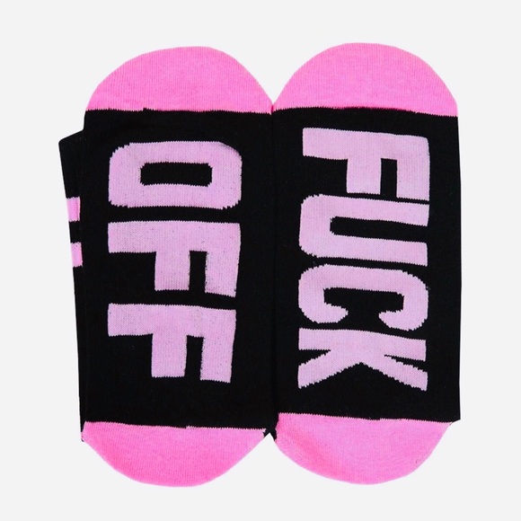 SALE 2/$25 BRAND NEW PINK FUCK OFF SOCKS - Picture 2 of 3